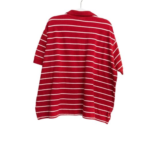 Steve & Barrys Mens Red & White Striped Polo Shirt 2XL Cotton Casual Short Sleev - Picture 2 of 6